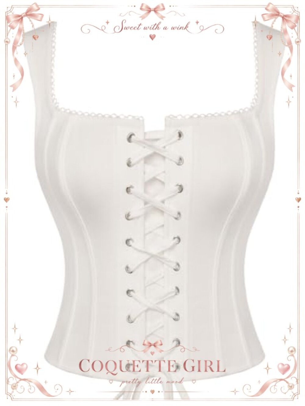 Renaissance Corset Top Lace-Up Square Neck Bustier 14 Bones